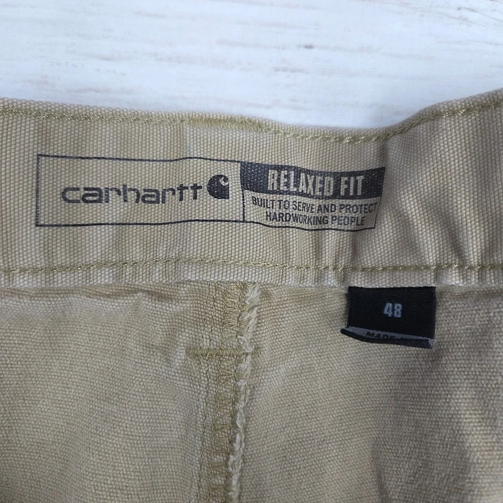 Carhartt Rugged Flex Canvas Cargo Work Short Relaxed Fit Mens 48 Tan BS3542-M